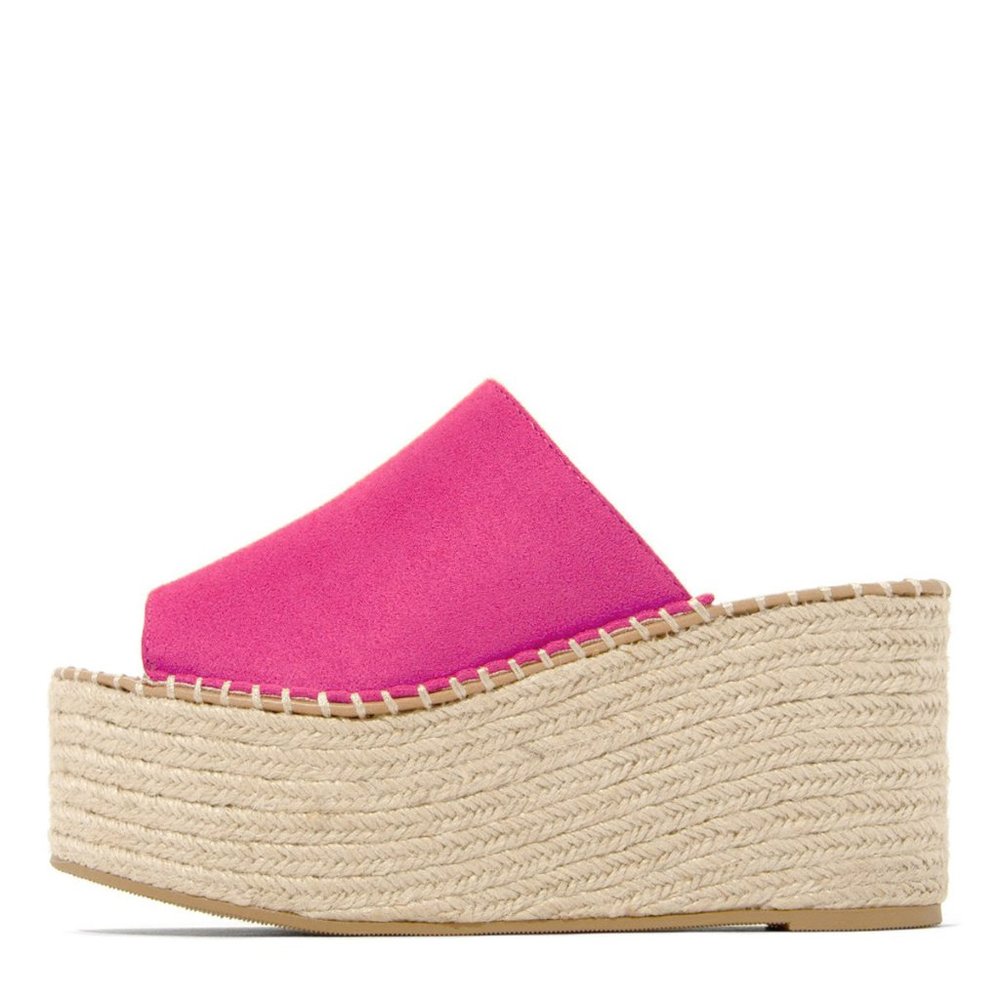 NEW🔥 Jute Woven Platform Wedge Heel Slide Sandals - Picture 4 of 4